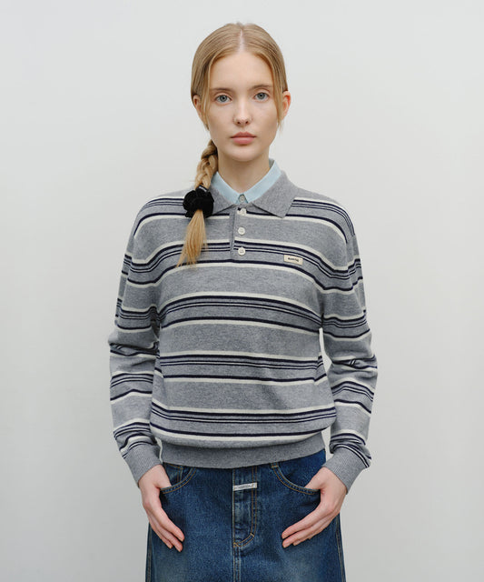 Marithé François Girbaud Regular Logo Stripe Polo Knit
