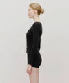 Marithé François Girbaud Women's Circle Logo Neck Point Knit Black