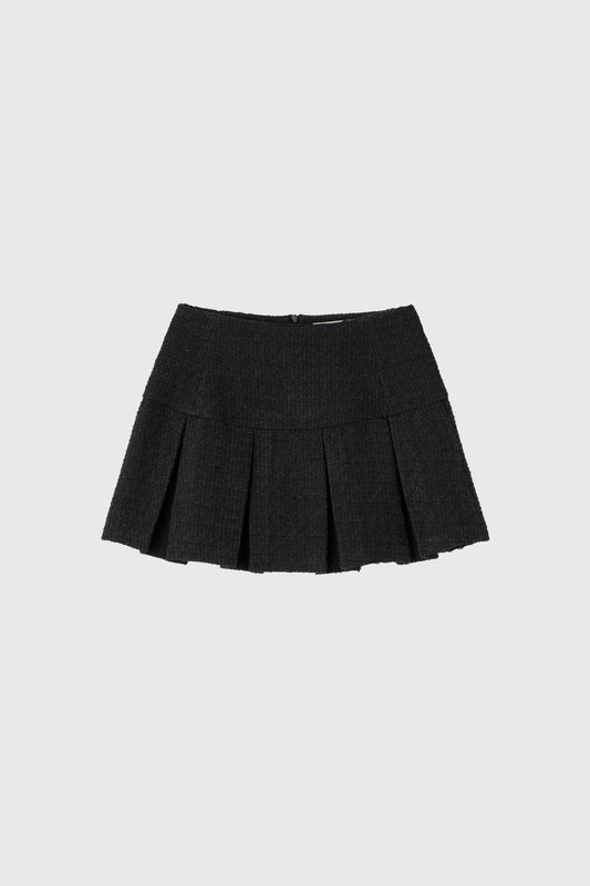 General Idea WOMAN Tweed Pleated Mini Skirt [BLACK]