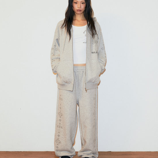 Mahagrid Cross Stud Hood Zip Up