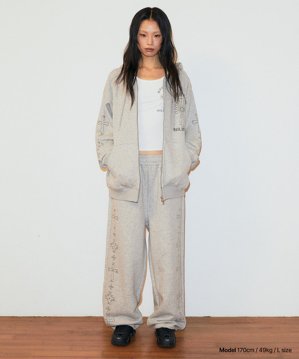 Mahagrid Cross Stud Hood Zip Up