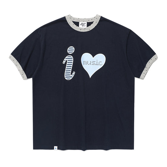 Cavish I LOVE MUSIC RINGER SS TEE [NAVY]