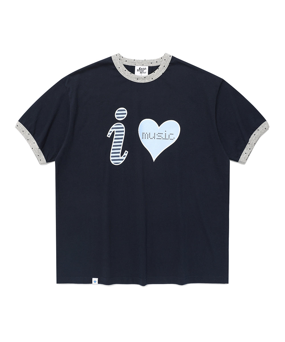 Cavish I LOVE MUSIC RINGER SS TEE [NAVY]