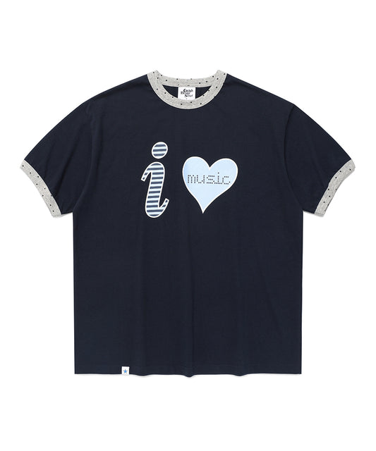 Cavish I LOVE MUSIC RINGER SS TEE [NAVY]