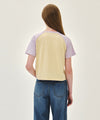 Marithé François Girbaud W SMALL REGULAR LOGO RAGLAN CROP TEE butter