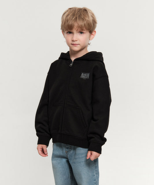 Marithé François Girbaud Kids Big Classic Logo Hoodie Zip-Up Black
