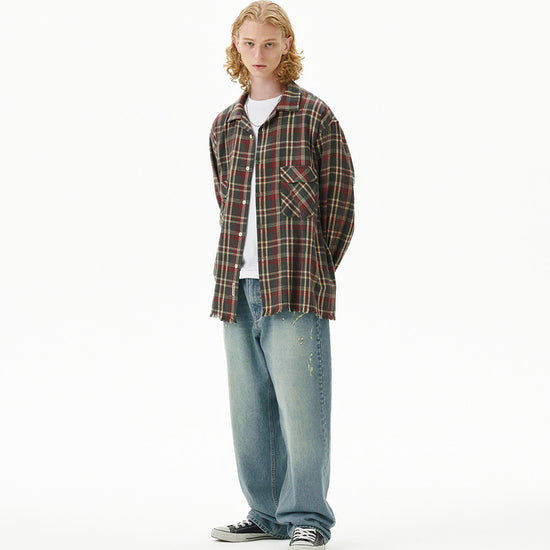 Mahagrid Cut Off Flannel Check Shirt