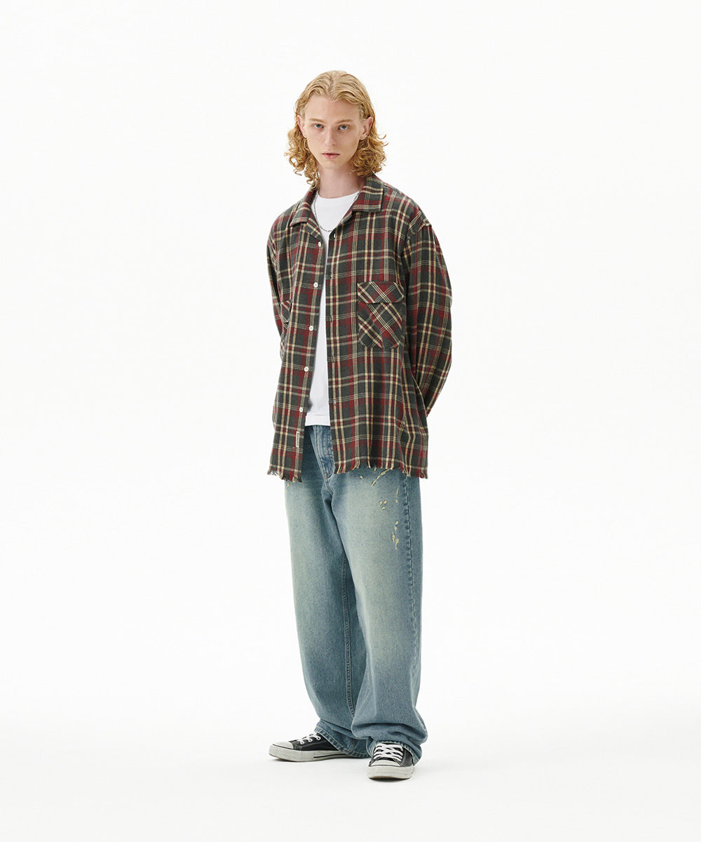 Mahagrid Cut Off Flannel Check Shirt