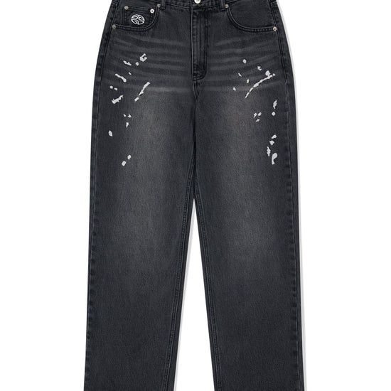 Mahagrid Embroidered Splatter Denim Pant