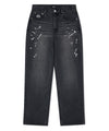 Mahagrid Embroidered Splatter Denim Pant