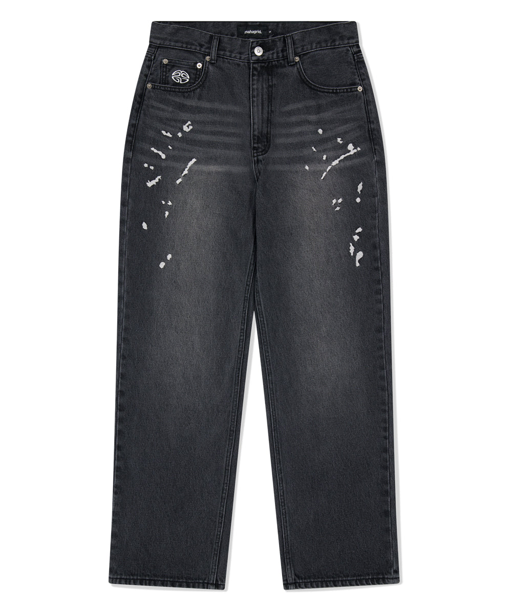 Mahagrid Embroidered Splatter Denim Pant