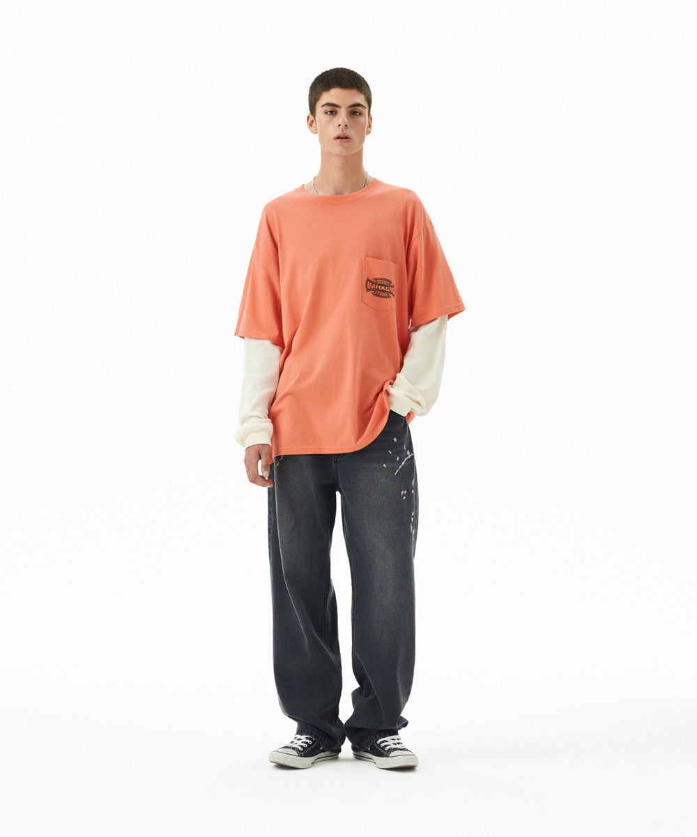 Mahagrid Embroidered Splatter Denim Pant