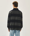 Marithé François Girbaud WASHED DENIM COLLAR LONG SLEEVE TEE blue