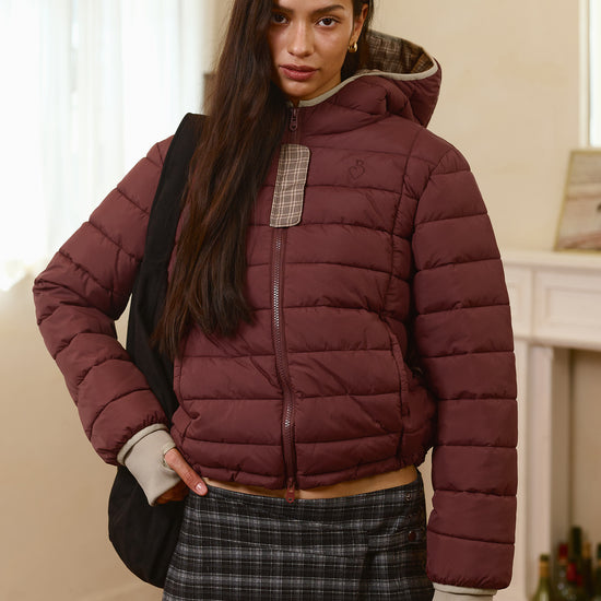 Bitter Cells Hood Check Light Puffer Jacket