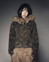 ADLV Woman Camo Fur Crop Hoodie Zip Up