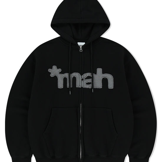 Mahagrid mah CUT OFF APPLIQUE ZIP-UP HOODIE