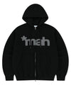 Mahagrid mah CUT OFF APPLIQUE ZIP-UP HOODIE