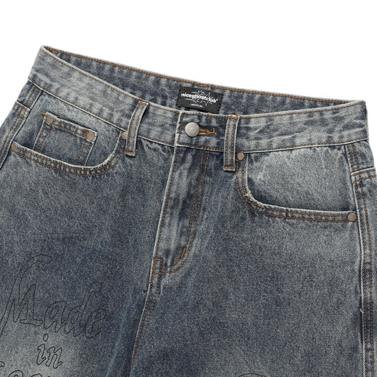 Nice Ghost Club Angels Wide Washed Jeans