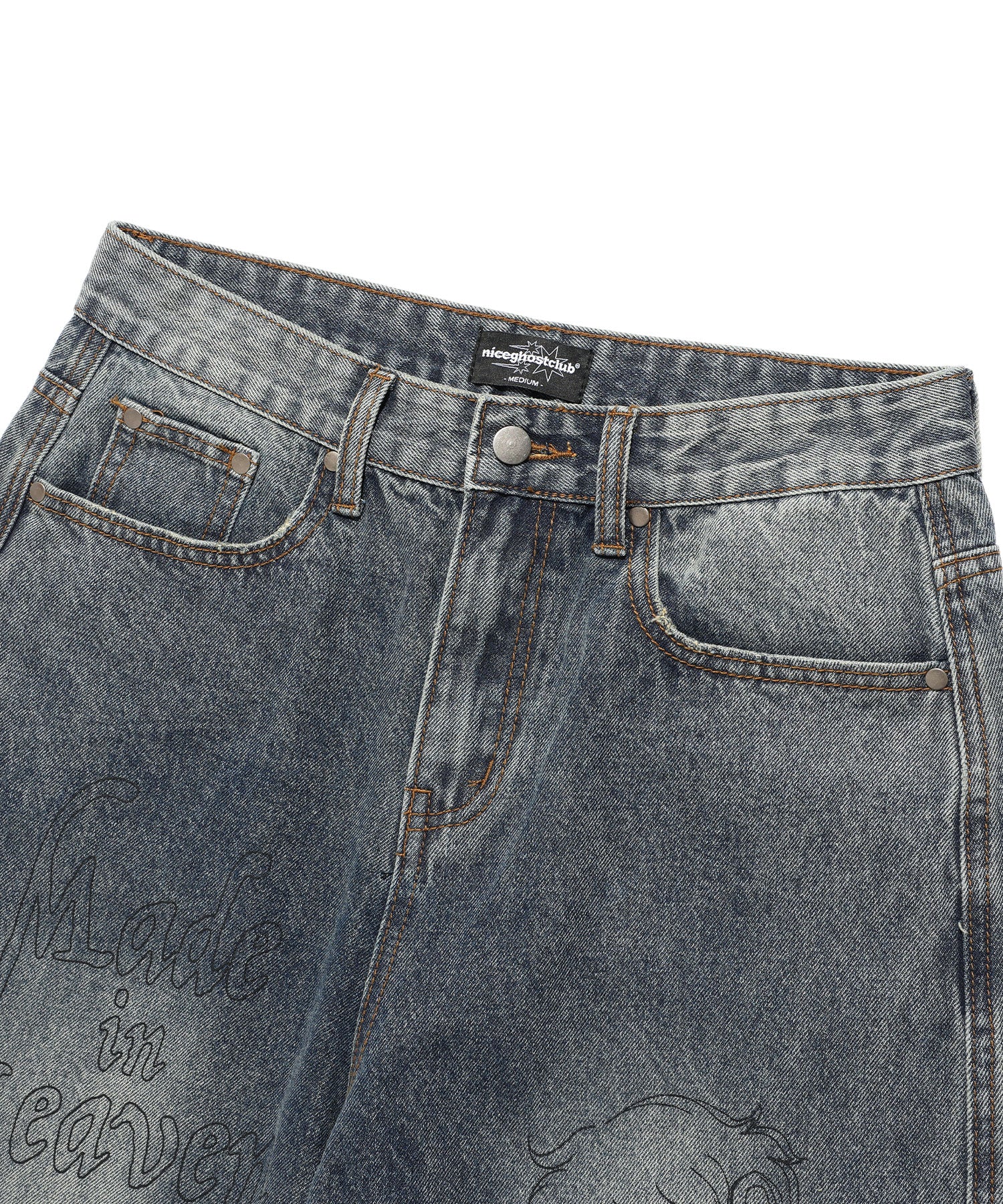Nice Ghost Club Angels Wide Washed Jeans