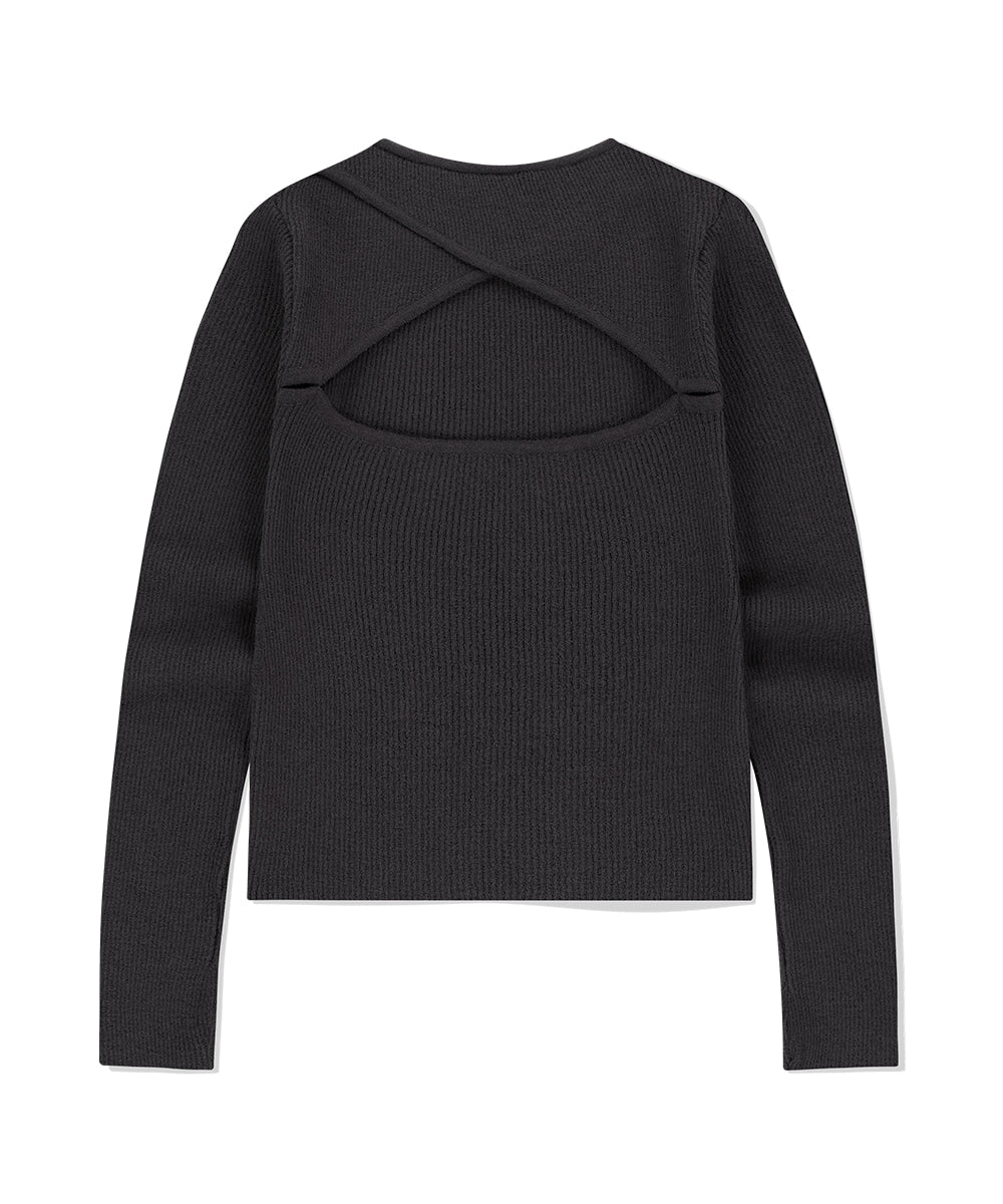 Mahagrid Cut Off Long Sleeve Knit