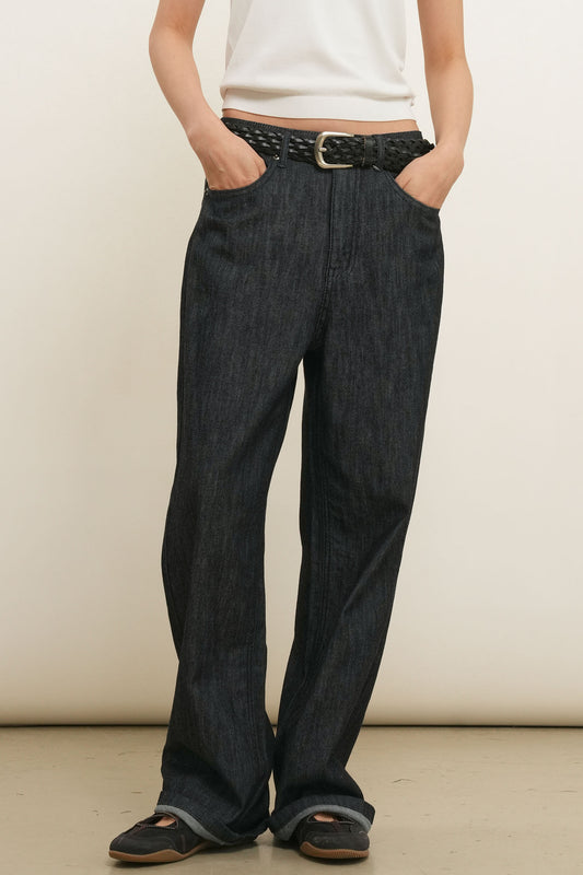 General Idea XS Exclusive Women's Semi Wide Denim Pants in Navy