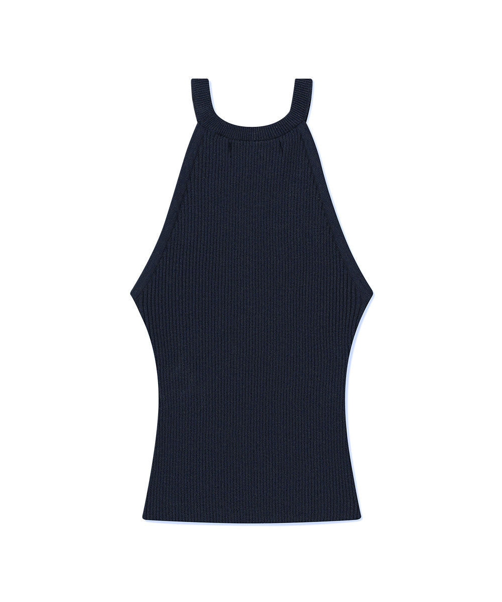 Mahagrid Denim Printed Halter Knit