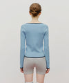 Marithé François Girbaud W Color Point Square Neck Knit Pullover Sky Blue