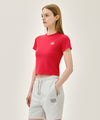 Marithé François Girbaud W ANTIQUE CLASSIC LOGO SLIM CROP TEE red