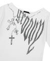 Mahagrid Groovy One Shoulder Tee in White