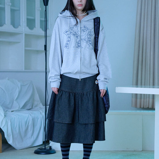 Nice Ghost Club Lowrise Shirring Denim Skirt