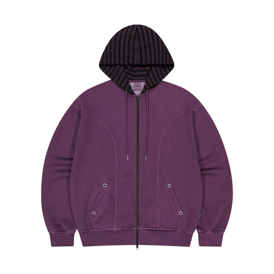 Mahagrid Pigment Stripe Mixed Zip Up Hoodie