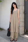 General Idea WOMAN Temperature-Cut Cool U-Neck Maxi Knit Dress [IVORY]