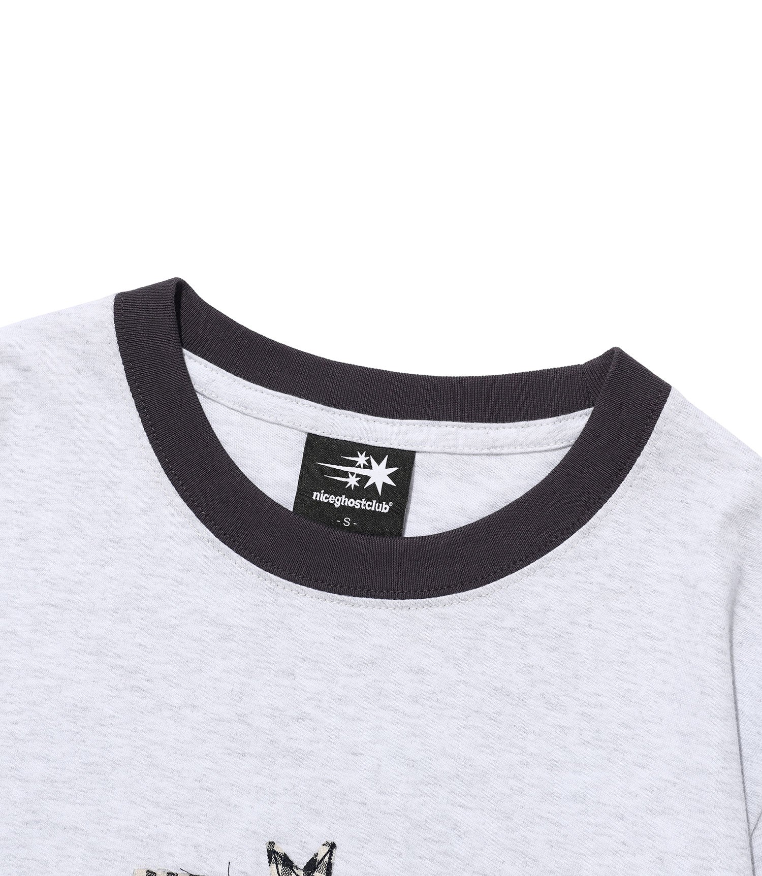 Nice Ghost Club 3star applique 3/4 sleeve tee[light grey]