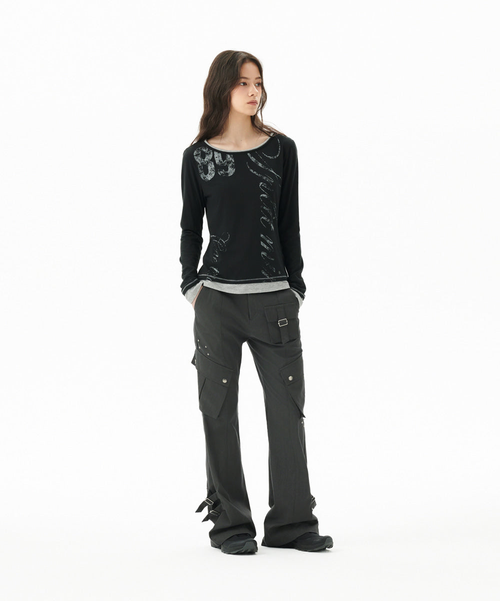 Mahagrid Utility Cargo Flare Pant [Charcoal]