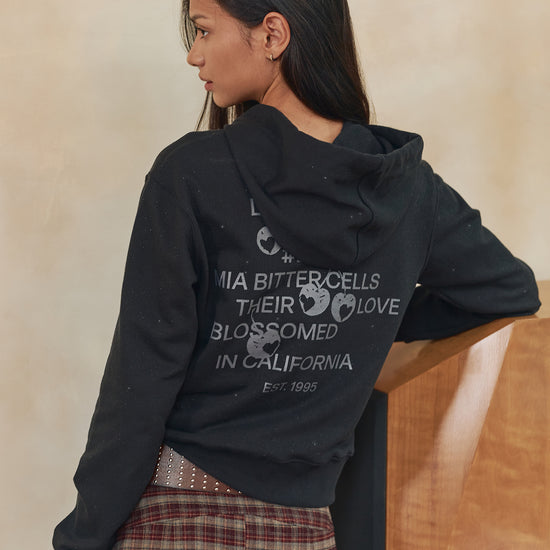 Bitter Cells Cherry Poem Slim Fit Hoodie-Black