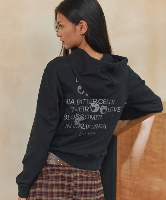 Bitter Cells Cherry Poem Slim Fit Hoodie-Black