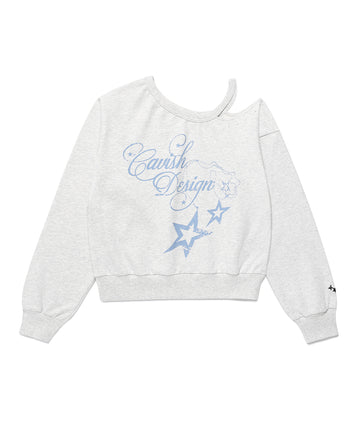 Cavish W OFF SHOULDER NECKLACE SWEATSHIRT [LIGHT GREY]