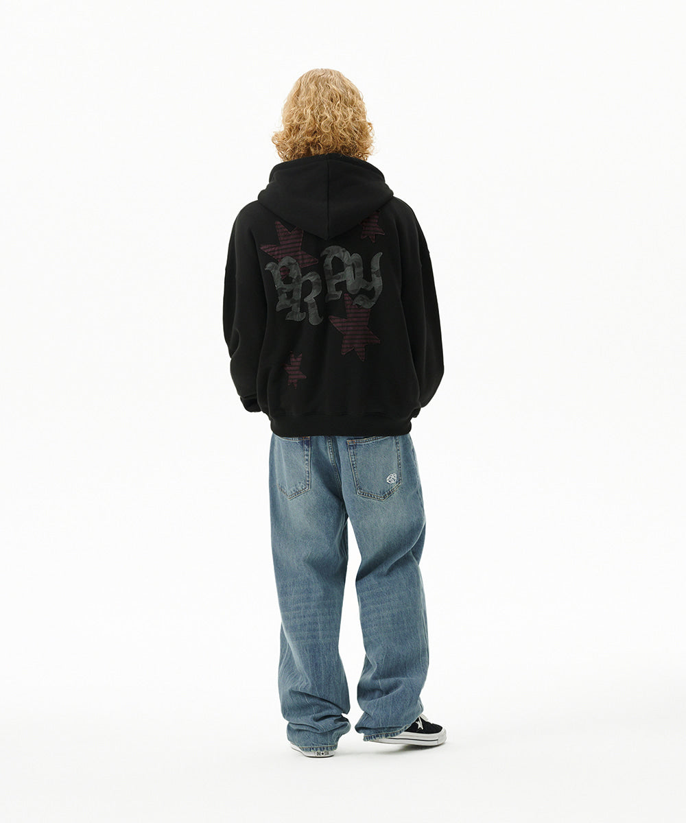 Mahagrid Pray Applique Zip Up Hoodie