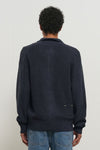 General Idea UNISEX Waffle Boucle Collar Cardigan [NAVY]