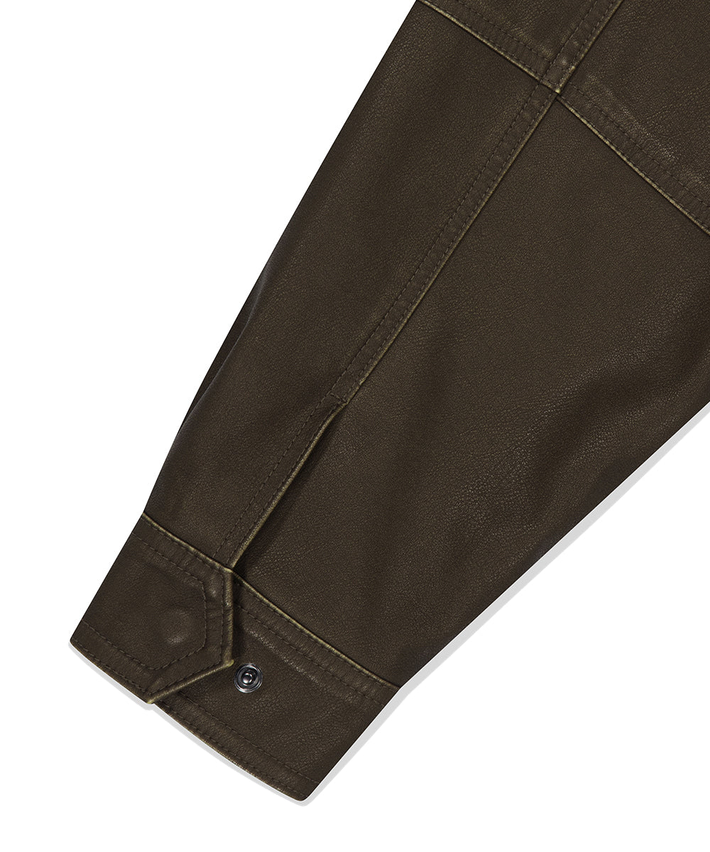 Mahagrid Washed Faux Leather Blouson
