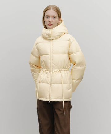 Marithé François Girbaud Women's Waist String Mid Down Jacket Light Beige