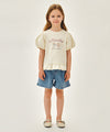 Marithé François Girbaud Kids Balloon Sleeve Peplum Tee in Cream
