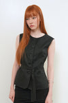 General Idea WOMAN Linen Classic Vest [BLACK]