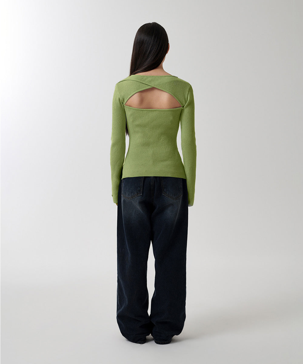 Mahagrid Cut Off Long Sleeve Knit