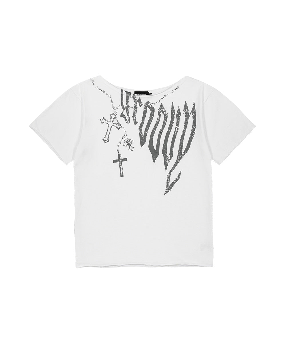 Mahagrid Groovy One Shoulder Tee in White