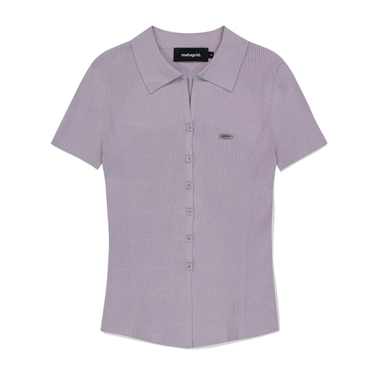 Mahagrid Button-Up Collar Knit