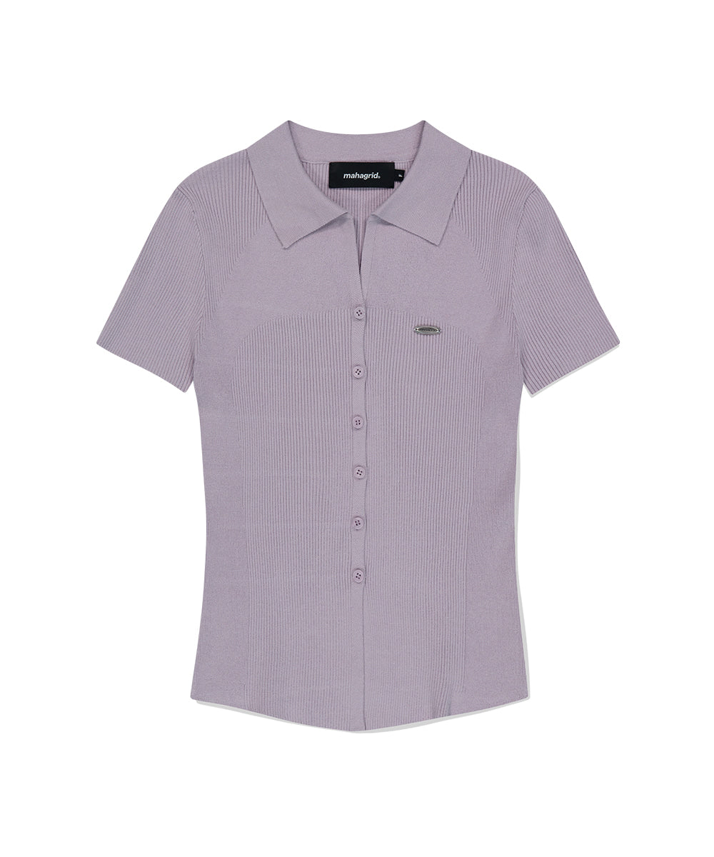 Mahagrid Button-Up Collar Knit
