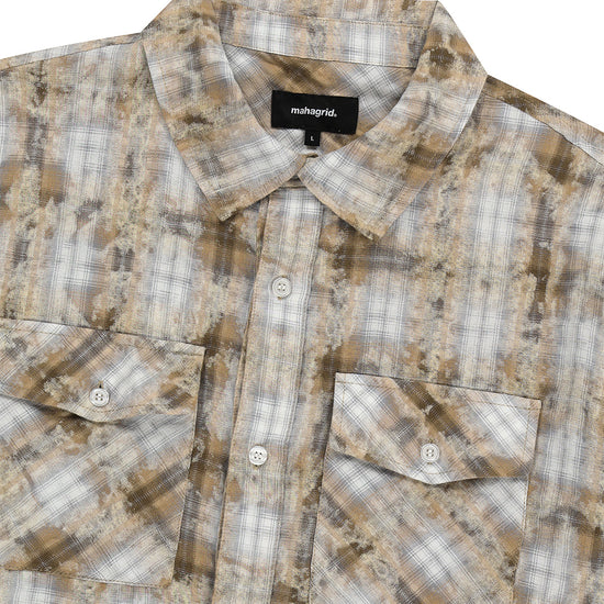 Mahagrid Bleached Raw-Cut Check Shirt