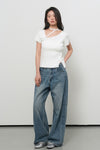 General Idea WOMAN Unbalanced Ribbed Strap Half Knit