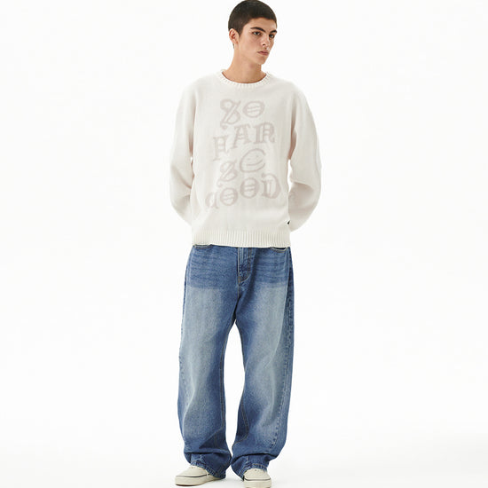 Mahagrid Back Logo Washed Denim Pants [Blue]